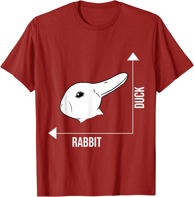 Rabbit Duck Illusion Philosopher T-Shirt in Cranberry Red