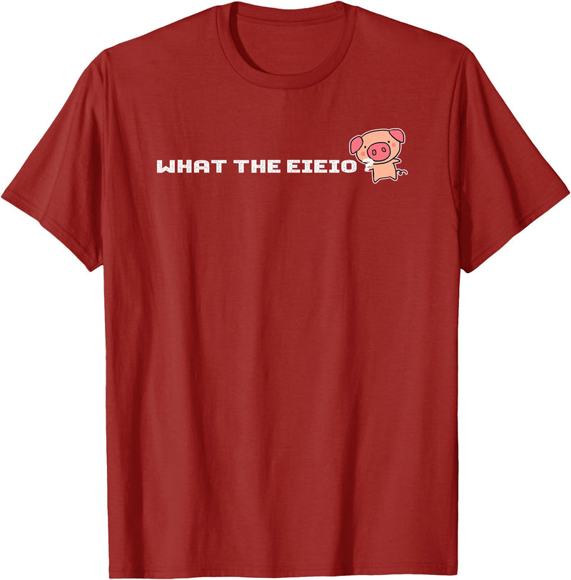 Crazy Fun Designs - Animals What The EIEIO - Farm Pig - T-Shirt T-Shirt - Cranberry Red