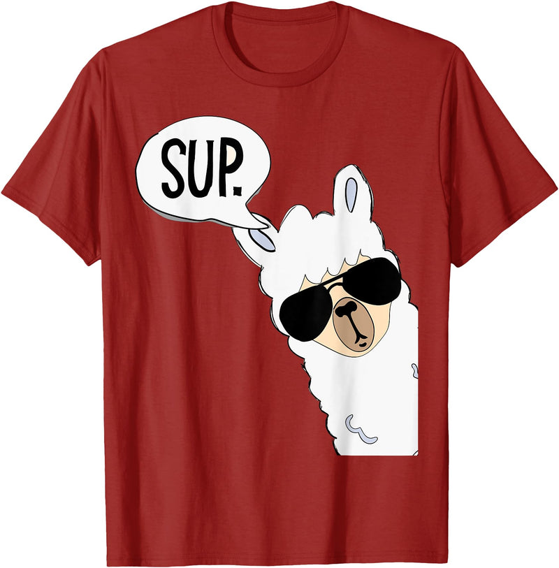 Funny Alpaca Gifts Accessories Alpaca Llama Sup T-Shirt - Cranberry Red