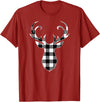 Buffalo Plaid Deer Clothing Co. by AAM Black & White Classic Christmas Buffalo Plaid Deer Head T-Shirt - Cranberry Red