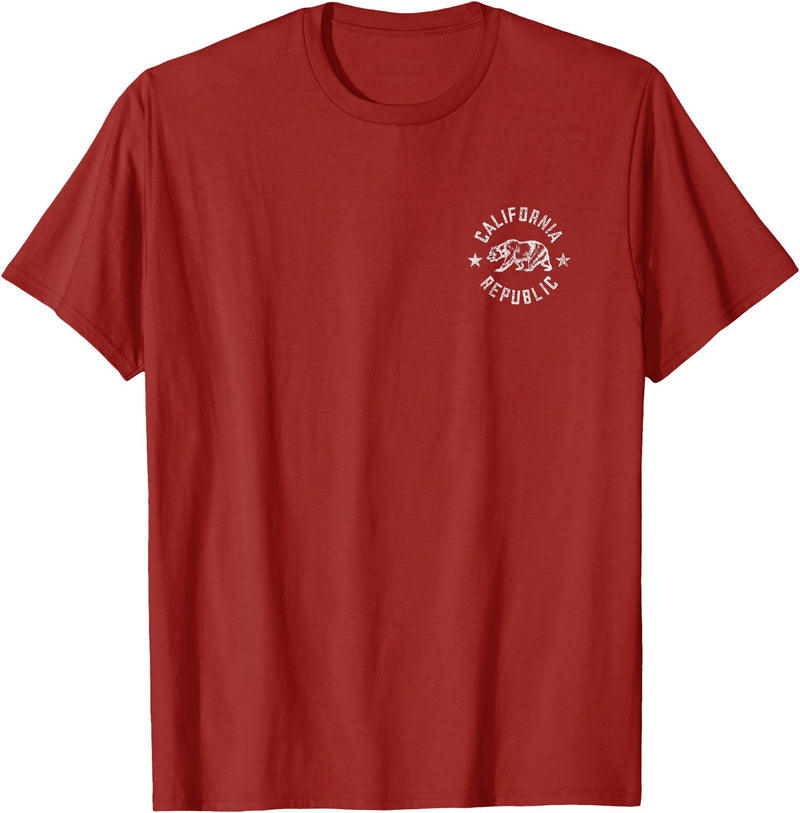 CALIFORNIA REPUBLIC STATE FLAG TEES CALIFORNIA REPUBLIC STATE FLAG GRIZZLY BEAR T-Shirt - Cranberry Red