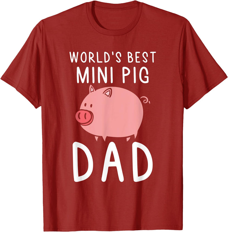World's Best Mini Pig Dad Miniature Pig Owner Gift Mens World's Best Mini Pig Dad | Miniature Pig Owner T-Shirt - Cranberry Red