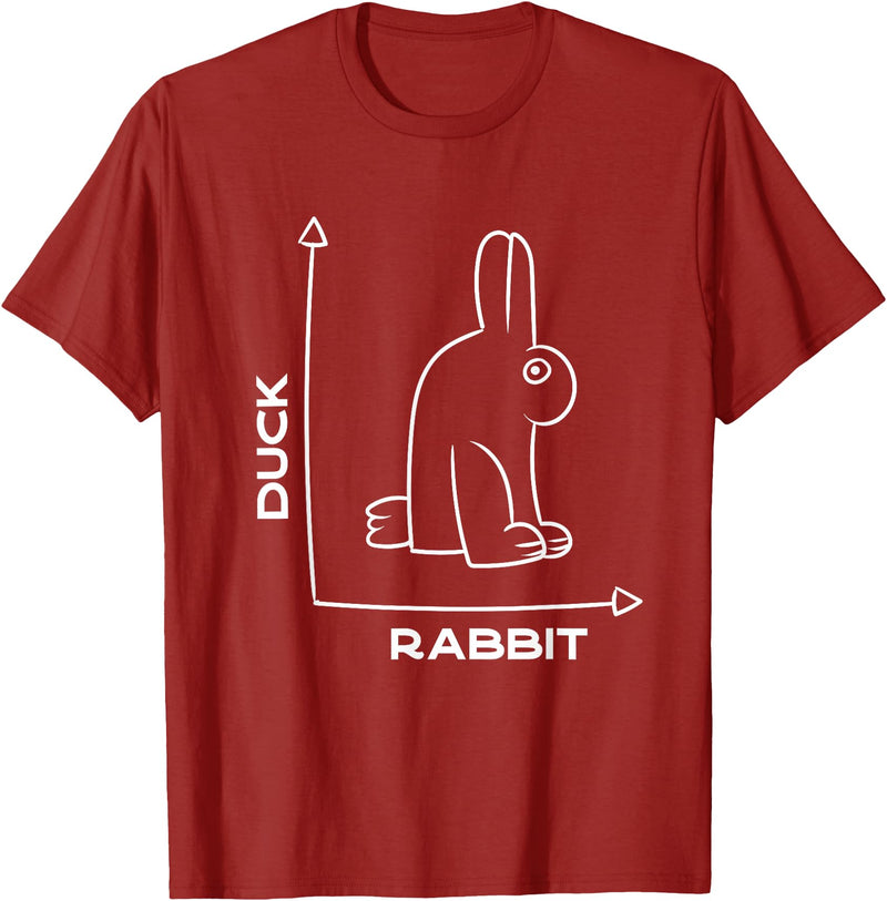 Duck - Rabbit - Funny - Joke - Bunny - Optical Illusion -Pun T-Shirt in Cranberry Red