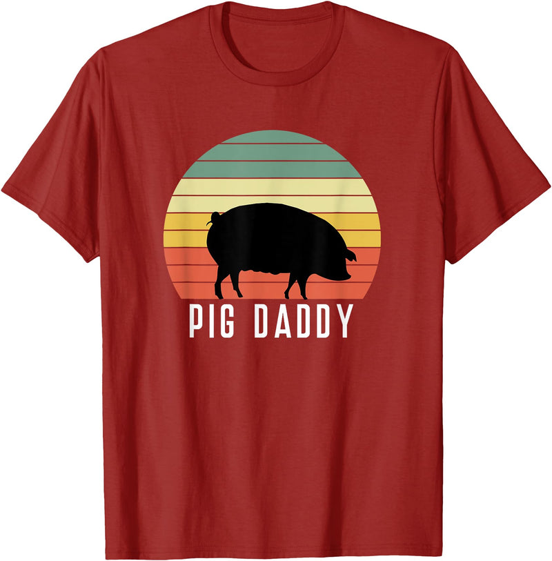Pig Farmer for Men Women Kids Boys Girls Pig Dad - Daddy Farmer Farming Farm Pork Animal Livestock T-Shirt - Cranberry Red