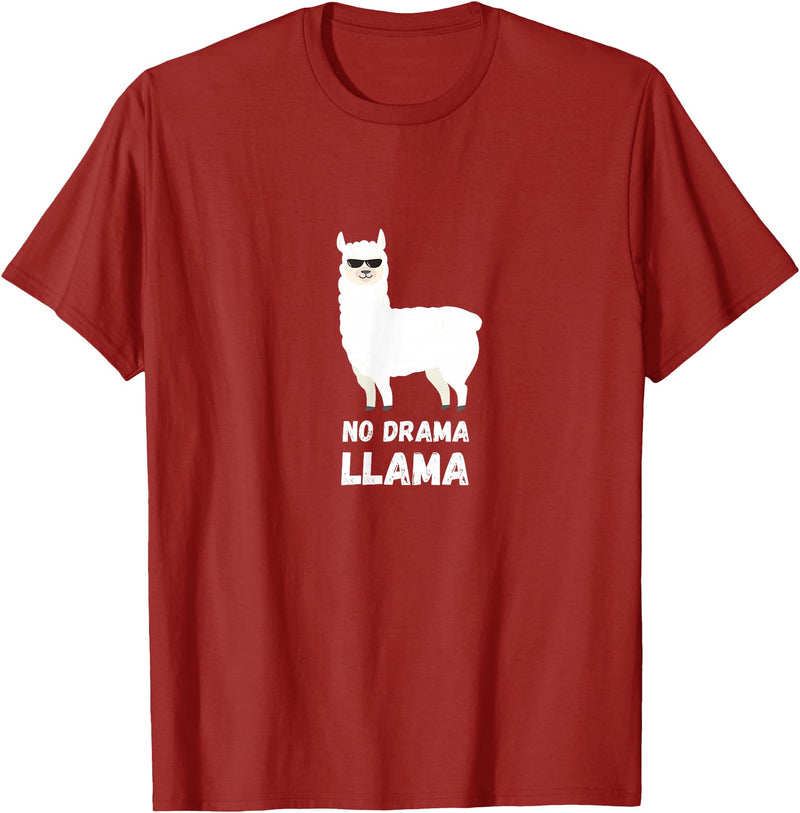 No Drama Llama Funny Llama T-Shirt - Cranberry Red