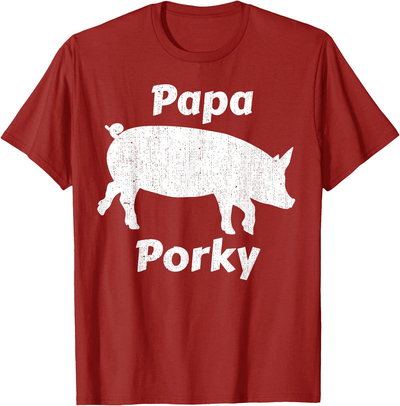 Papa Porky Pig Daddy Father Hog pork T-Shirt - Cranberry Red