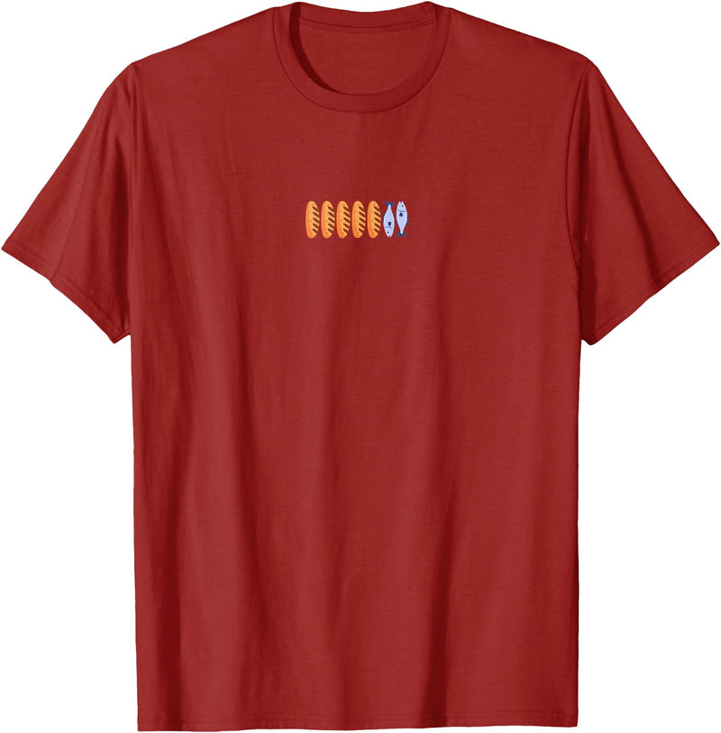 Redeemed Creations Fishes And Loaves Christian T-Shirt - Cranberry Red