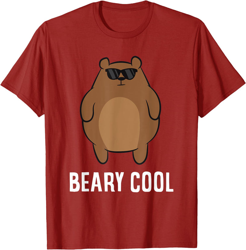 Funny Bear Animal Tees Beary Cool Animal Cute Bear T-Shirt - Cranberry Red