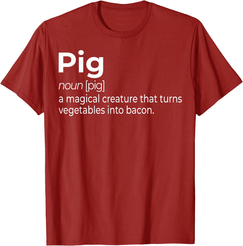 Awesome Barbecue Apparel, Clothing and Accessories Pig, a Magical Creature that Turns Vegetables Into Bacon T-Shirt - Cranberry Red