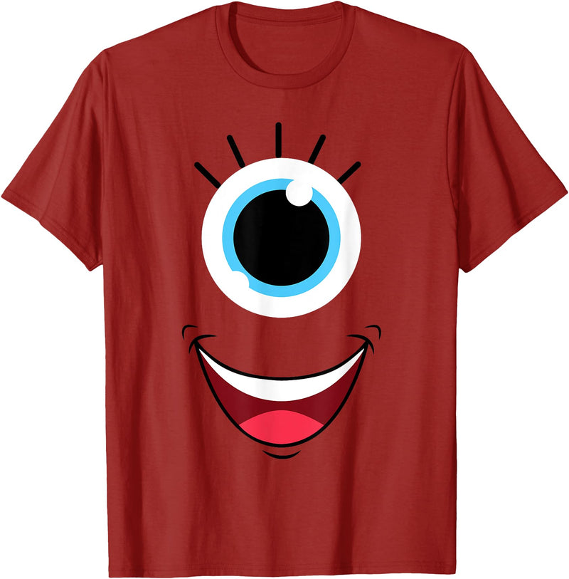 Planet Monster Face Funny Scary Monster Eyeball Face Easy Halloween Costume T-Shirt - Cranberry Red