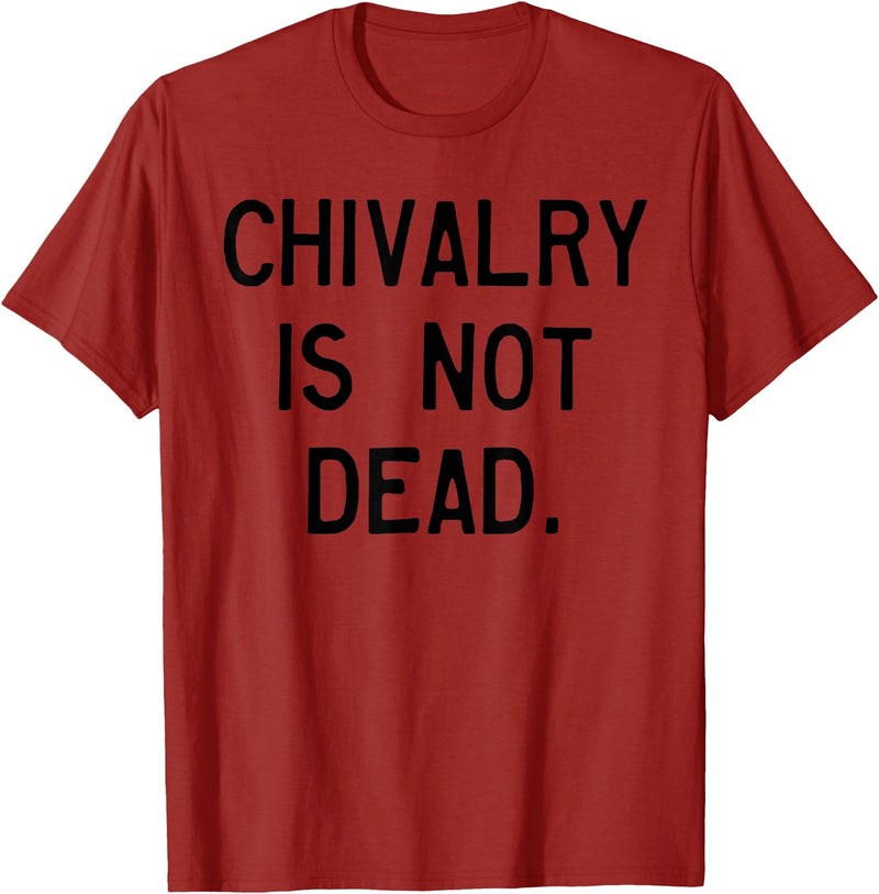 CAT COW CHIVALRY IS NOT DEAD T-Shirt - Cranberry Red