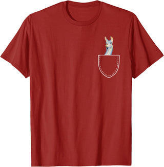 Funny Llama Gifts Llama In A Pocket - Alpaca T-Shirt - Cranberry Red