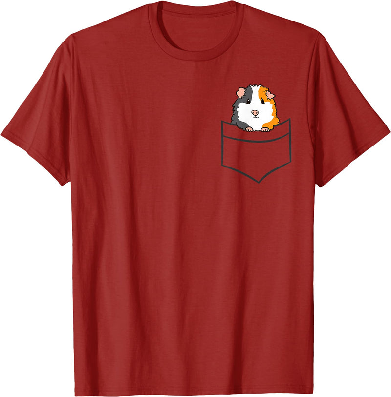 Funny Guinea Pig Lover Gifts Guinea Pig Owner Cute Pocket Guinea Pig T-Shirt - Cranberry Red