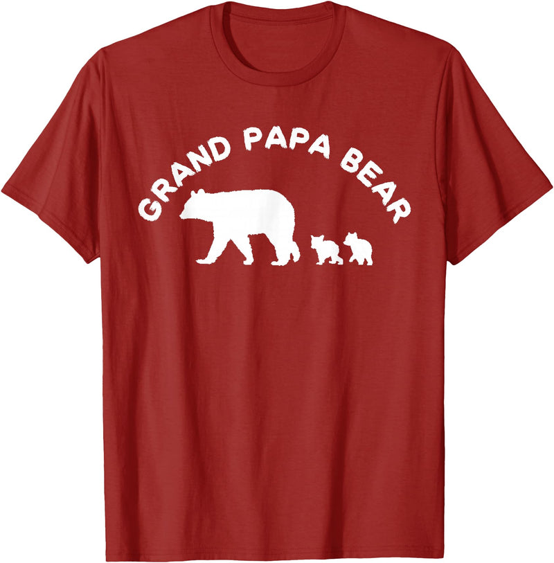 All in the Bear Family Grand Papa Bear Grandpa With 2 Two Cubs Gift T-Shirt - Cranberry Red