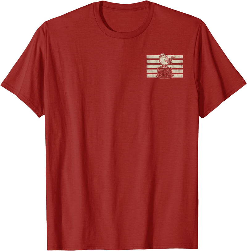 Bankrupted By Birdseed Bird Watching Humor Bankrupted By Birdseed Funny Bird Watching Lover 2 Sides T-Shirt - Cranberry Red