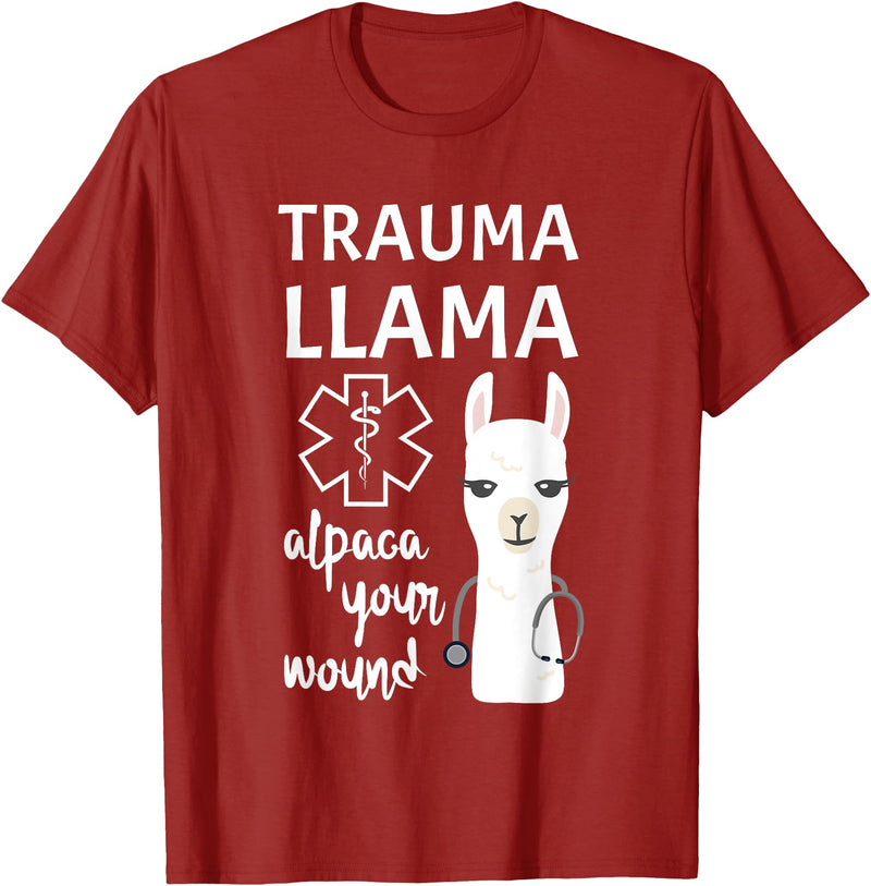 Funny Ministry Of Trauma Llama Alpaca Your Wound Llama Lover T-Shirt - Cranberry Red