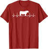 Black Angus Rancher Geschenk Für Bauern Heartbeat ECG Pulse Cow Black Angus Rancher T-Shirt - Cranberry Red