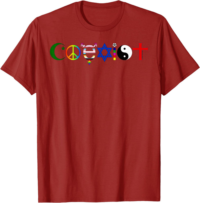 Bear In The Cloud Coexist T-Shirt - Cranberry Red