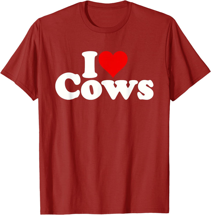 I HEART LOVE COWS I Love Heart Cows T-Shirt - Cranberry Red