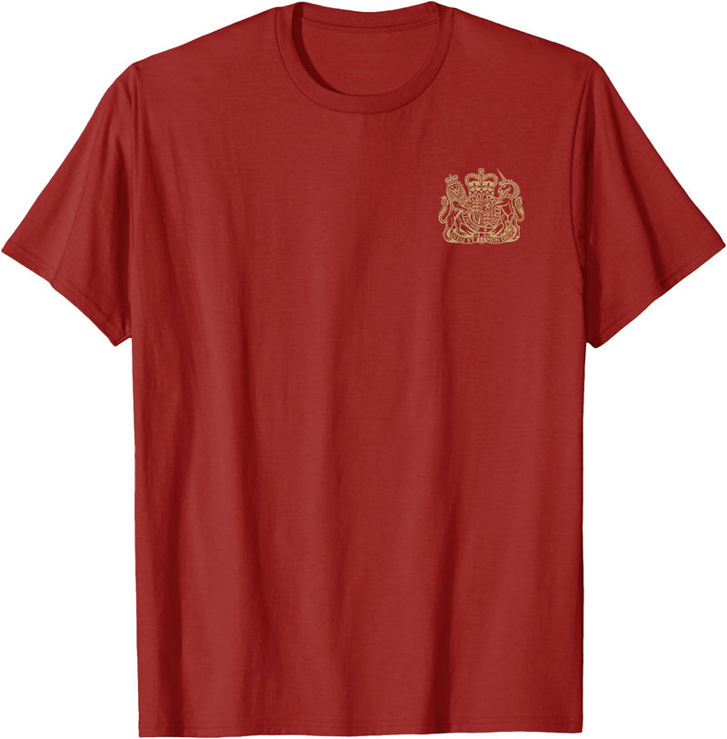 THE LION AND THE UNICORN OF THE UNITED KINGDOM UNITED KINGDOM UK COAT OF ARMS LION AND UNICORN SYMBOL T-Shirt - Cranberry Red