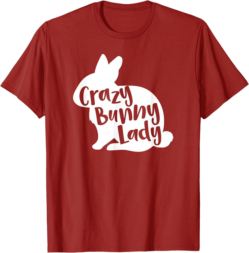Crazy Bunny Lady - Funny Rabbit Lover T-Shirt in Cranberry Red