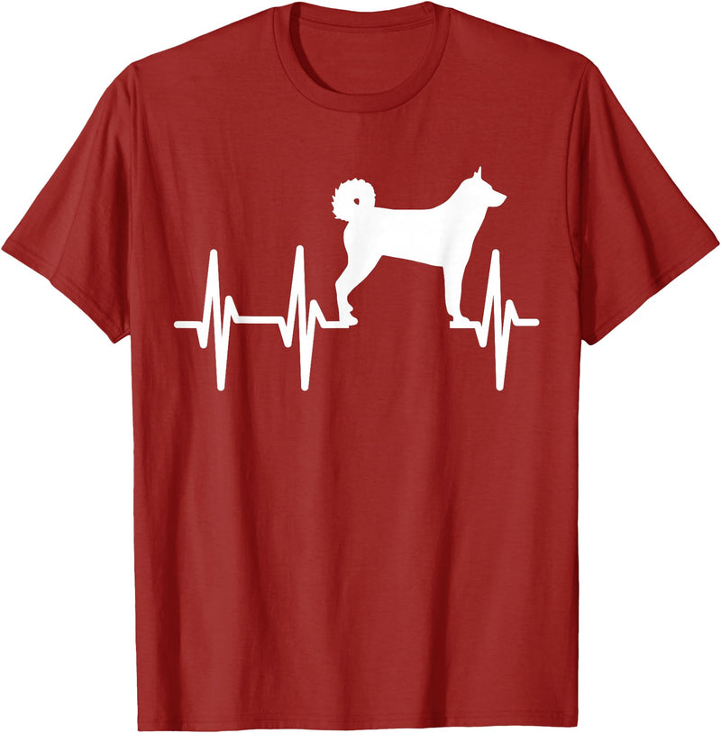 Hundekarelische Bärn-Liebhaber-Geschenke Karelian Bear Heartbeat Dog Mum Dad Pet Gift T-Shirt - Cranberry Red