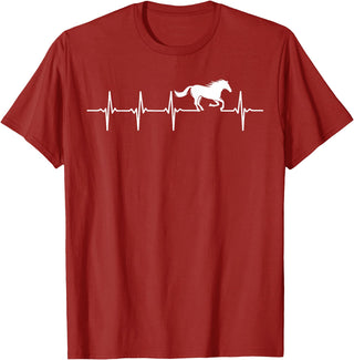 Heartbeat Horse Lover Gifts Women Men Girls Gifts Horse Lover Gifts Heart EKG Heartbeat Pulseline Cardiology T-Shirt - Cranberry Red