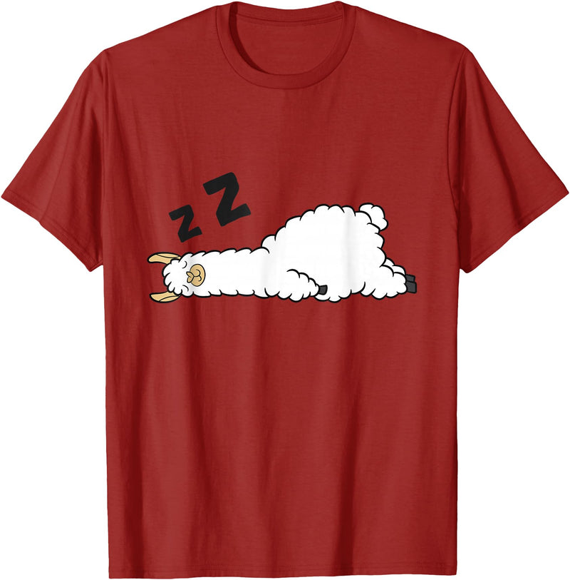 Sleeping Animals Tees And Gifts Llama Sleeping Tired Llama Napping Llama T-Shirt - Cranberry Red