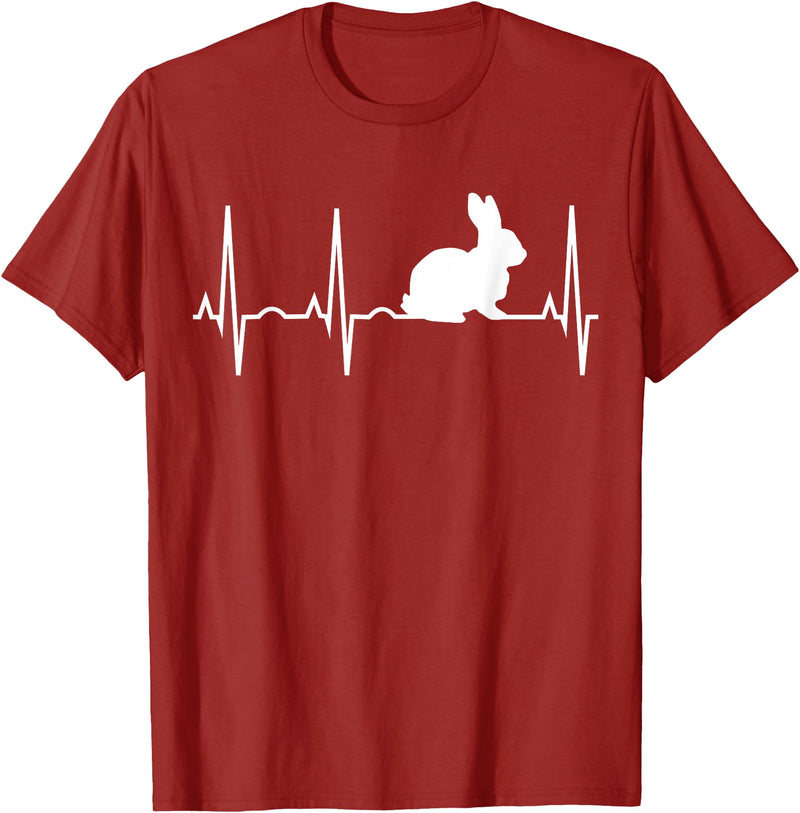 Bunny Heartbeat for Bunny Lovers Rabbit Gift T-Shirt in Cranberry Red