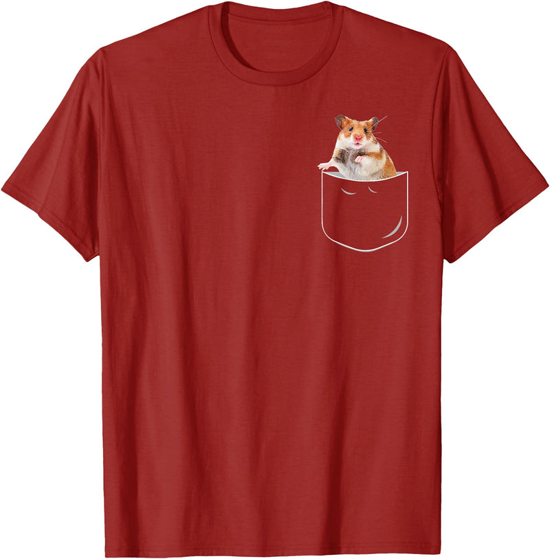 Pocket Hamster Shirt, Funny Hamster in Pocket Gift Tshirt T-Shirt - Cranberry Red
