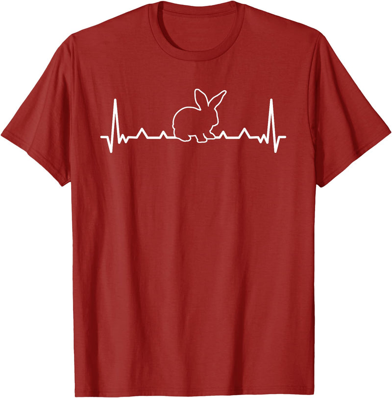 Rabbit Hearbeat Bunny Lover Pet Bunnies Owner Easter T-Shirt in Cranberry Red