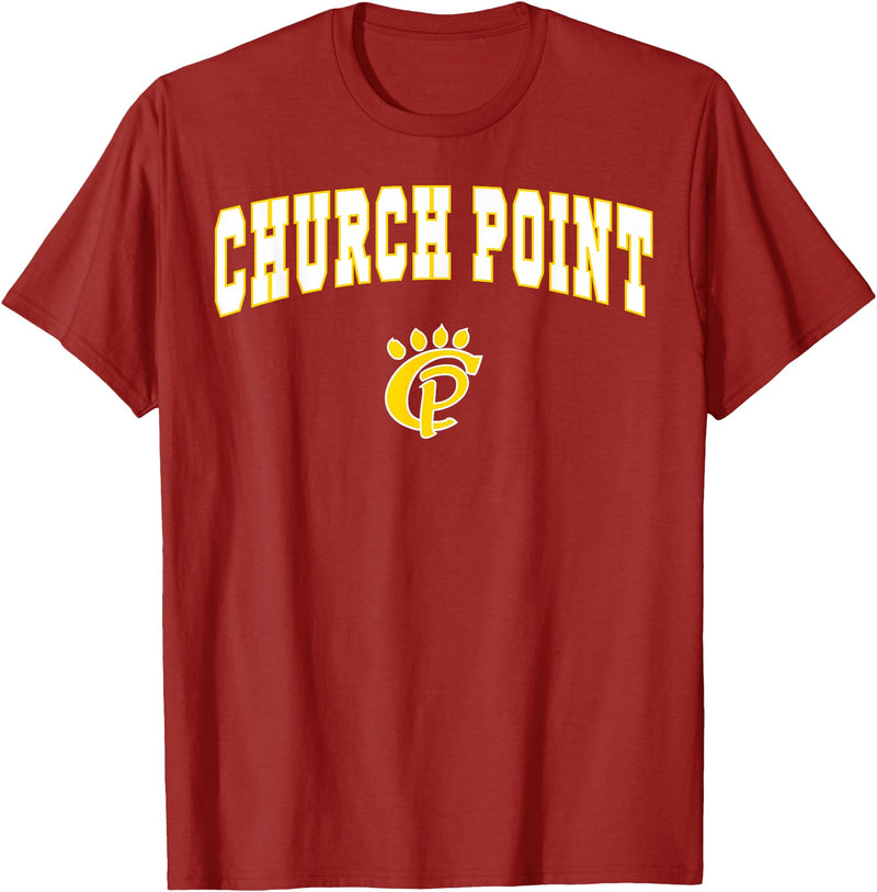 Official High School Fan Gear Church Point High School Battling Bears T-Shirt C2 T-Shirt - Cranberry Red