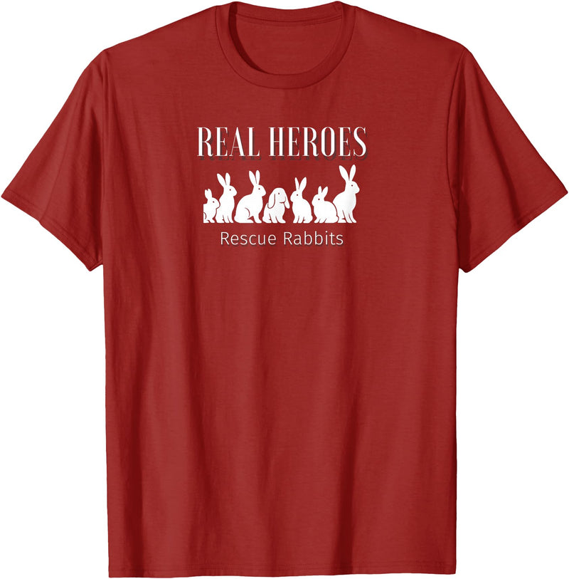 Bunny Rescue, Real Heroes Rescue Rabbits T-Shirt in Cranberry Red