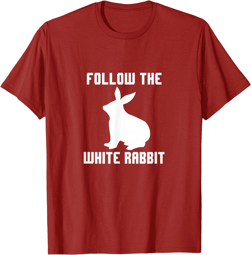 Follow the White Rabbit T-Shirt in Cranberry Red