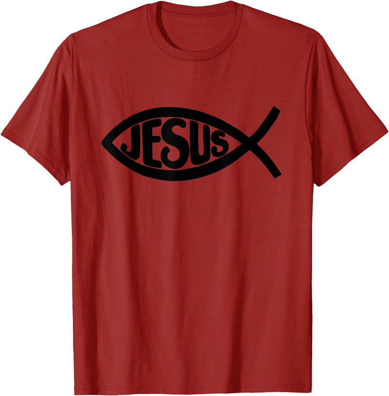 True Believing Christian Tees Jesus Fish T-Shirt - Cranberry Red
