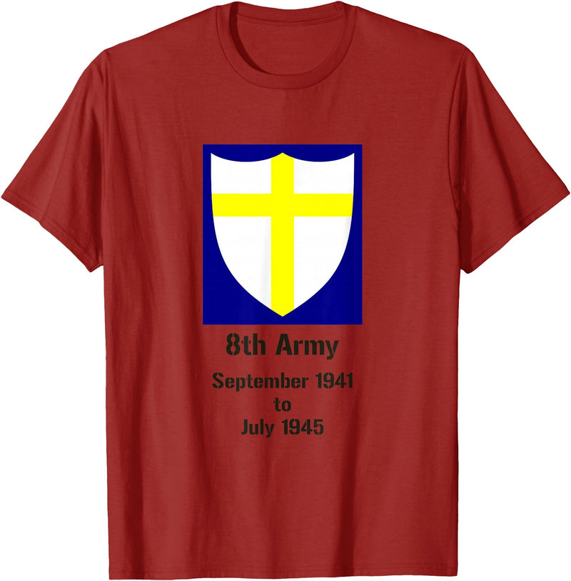 Bear Cave Designs British 8th Army, WW2, Desert Rats T-Shirt - Cranberry Red