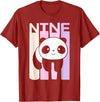 Kids 9 Year Old Cute Panda Bear Birthday Decoration Party T-Shirt - Cranberry Red
