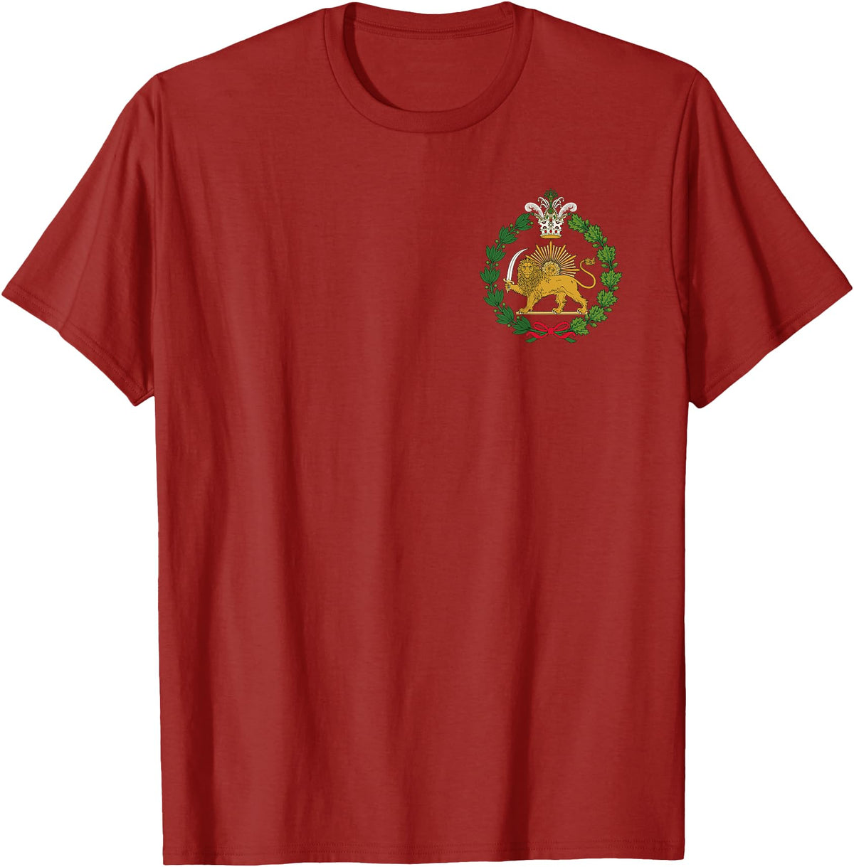 Iran Lion Symbol Shir o Khorshid Persian Lion and Sun Emblem Iran T-Shirt - Cranberry Red