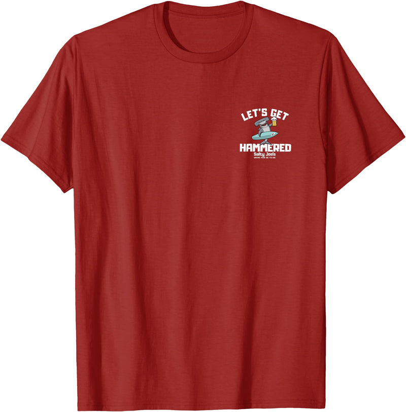 SALTY JOES Salty Joe's - Let's Get Hammered Lightweight, Graphic T-Shirt - Cranberry Red