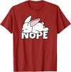 Lazy Rabbit Easter Bunny Not Today Nope T-Shirt in Cranberry Red