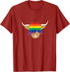 Ayeland co Cute Gay Pride Shirt LGBT flag scottish highland cow t shirt T-Shirt - Cranberry Red