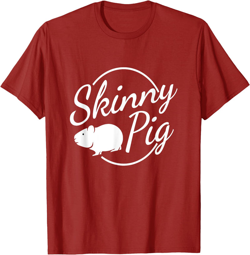 Funny Guinea Pig Rodent Designs & Gifts Skinny Pig I Rodent Animal Rodent Cute Naked Guinea Pig T-Shirt - Cranberry Red