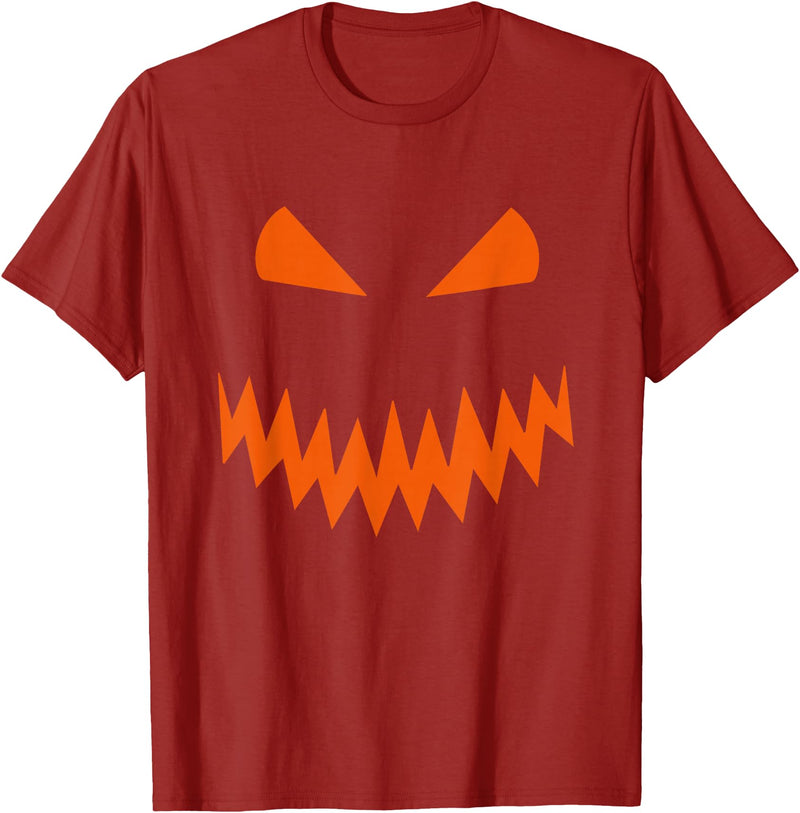 Halloween Designs. Pumpkin Jack O Lantern Scary Face Halloween Costume Graphic T-Shirt - Cranberry Red