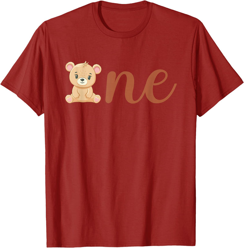 Family Birthday Bear Gifts One of The Birthday Boy Bear 1st Birthday Party Boy T-Shirt - Cranberry Red