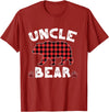 Uncle Bear Buffalo Dark Red Plaid Christmas Pajama Family T-Shirt - Cranberry Red