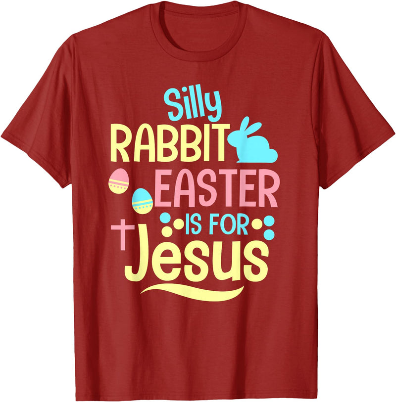 Silly Rabbit Easter Is for Jesus Christian Kids Cute T-Shirt in Cranberry Red