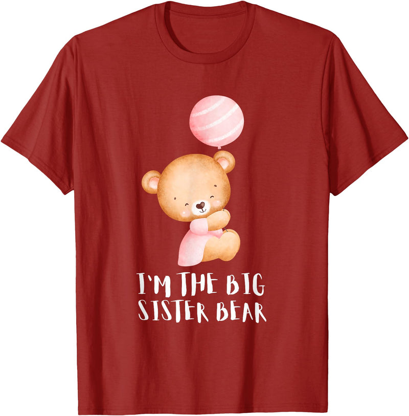Big Sister Little Sister Outfits Siblings - Im the big sister bear T-Shirt - Cranberry Red