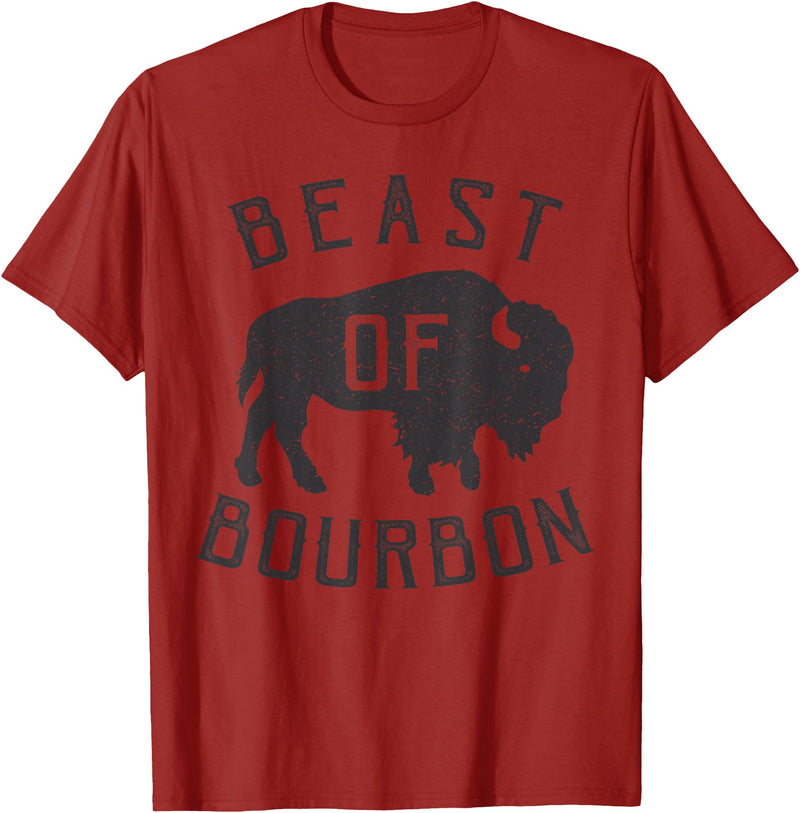 Drinking Fun designs - Big Ray Designs Beast of Bourbon Drinking Whiskey Design Bison Buffalo Party T-Shirt - Cranberry Red