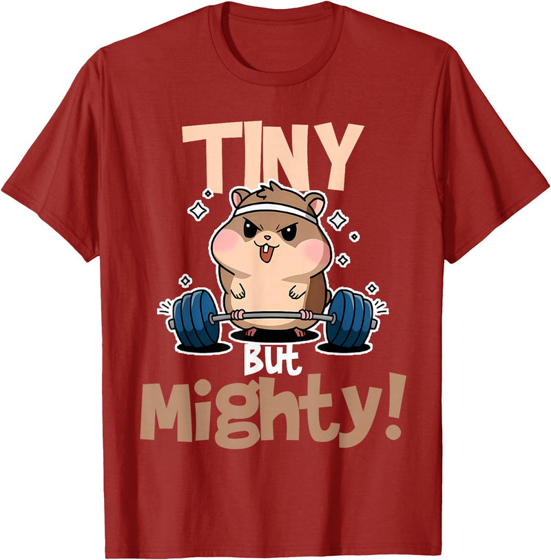Weightlifting Hamster Tiny but Mighty! T-Shirt - Cranberry Red