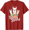 Llamas and Alpaca Gifts Llama Squad Funny Cute Llama Matching T-Shirt - Cranberry Red